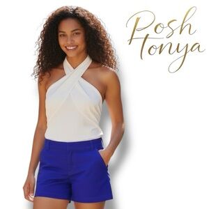 J.Crew Cotton Chino Flat Front Shorts Blue Size 2 Coastal Preppy